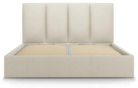Letto matrimoniale imbottito beige con contenitore con griglia 180x200 cm Juniper - Mazzini Beds