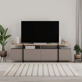 Tavolo TV grigio e beige in rovere 160x48 cm Hinoa - Marckeric