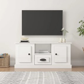 Mobile Porta TV Bianco Lucido 100x35,5x45 cm Legno Multistrato