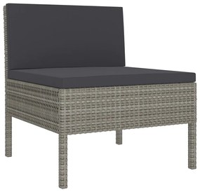 Set Divani da Giardino 10 pz con Cuscini in Polyrattan Grigio