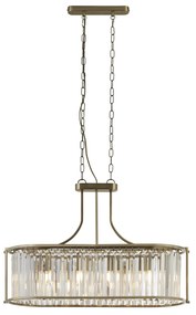 Lampadario Contemporaneo Victoria Acciaio Adjustable Vetro 5 Luci E27