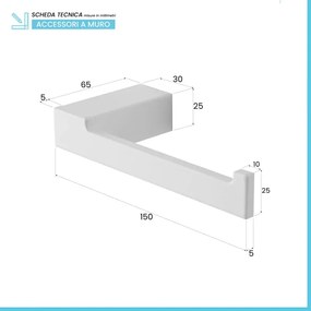 Set accessori bagno da muro 4 pezzi in alluminio bianco Sky