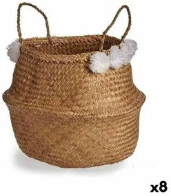 Cesta Decorativa Pompon Bianco Naturale Juncus 8 L 32 x 30 x 32 cm (8 Unità)