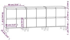 Credenze 3pz Bianche 60x35x70 cm in Legno Multistrato