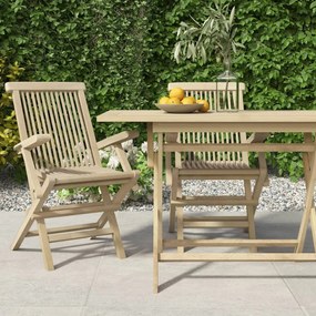 Sedie giardino pieghevoli 2pz grigie 56x61x89 cm massello teak