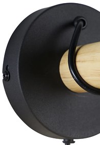 Applique da parete rustica nera con legno - Dami Frame