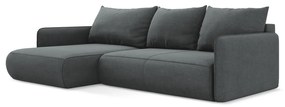 Divano angolare grigio allungabile/con contenitore (con penisola a sinistra) Nanea – Makamii