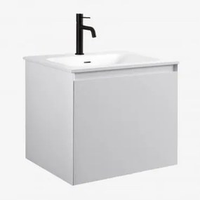 Set Mobili Da Bagno In Legno Macrae Con Lavabo Integrato Bianco & Senza Specchio & Nero ↑20 Cm Con Valvola Di Scarico Con - Sklum