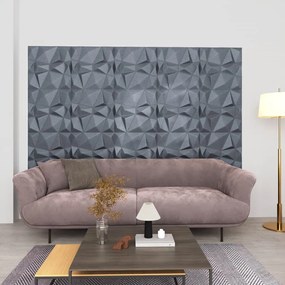 Pannelli Murali 3d 12 Pz 50x50 Cm Grigi A Diamante 3 M² /