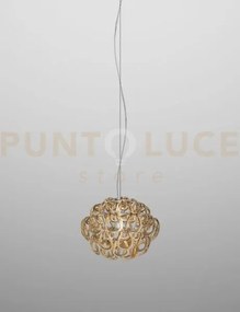 Giogali sospensione 35 cristallo ambra e cromo lucido 1 luce attacc...