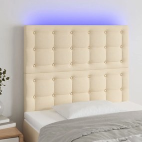 Testiera A Led Crema 90x5x118/128 Cm İn Tessuto /