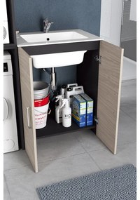 Mobile lavanderia con lavabo incluso Desi 6 ante struttura grigio ombra opaco e ante laccato indaco opaco P 49 x L 70 x H 90 cm