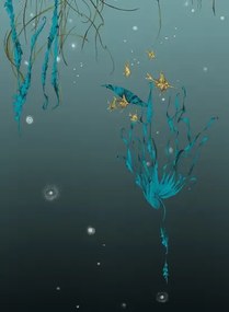 Edmond Petit Carta da parati Nautilus/ Méduses/ Nénuphars - Noir - Nénuphars gauche - Noir