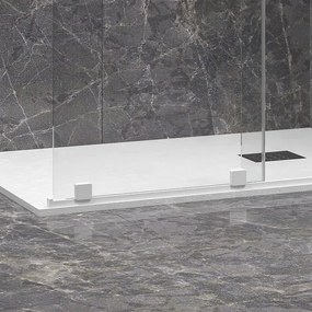 Kamalu - Doccia walk in con anta scorrevole 130 cm profilo bianco | KNM4000W-B