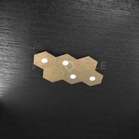 Hexagon applique-plafoniera 4 luci + 2 decorativo foglia oro 1142-4...