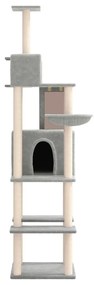 Albero per gatti con tiragraffi in sisal grigio chiaro 201 cm
