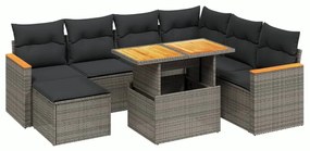 Set divano da giardino 8 pz con cuscini grigio in polyrattan