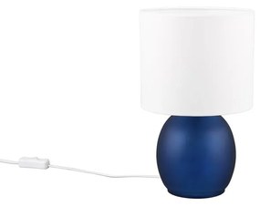 Lampada da tavolo bianca e blu con paralume in tessuto (altezza 29 cm) Vela - Trio