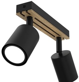 Faretto TERRA 2xGU10/8W/230V nero/quercia