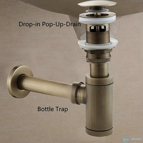 Sifone pop-up EYN SAQ1556 in più finiture, tra cui bronzo antico e ottone anticato