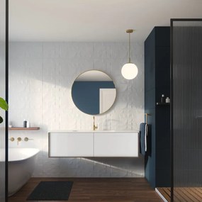 Mobile da bagno sospeso sotto lavabo L 120 x H 32 x P 48 cm bianco laccato lucido, 2 cassetti SENSEA Neo Frame