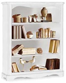 Libreria arte povera in legno massello con rifinitura in bianco  120x36x140 cm