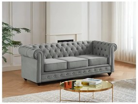 Divano CHESTERFIELD 3 posti in velluto Grigio