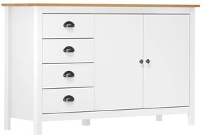 Credenza hill bianca 130x40x80 cm in legno massello di pino