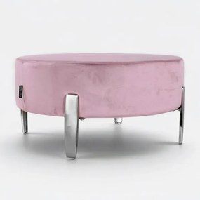 Pouf Rotondo in Velluto Rosa con Piedini 70 cm - Giotto