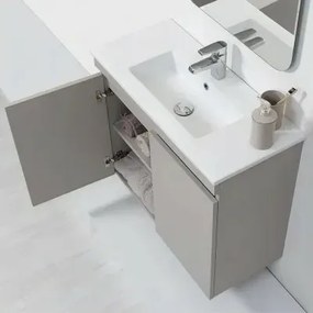 Mobile Bagno Sospeso 2 Ante Tortora L.80cm con Specchio