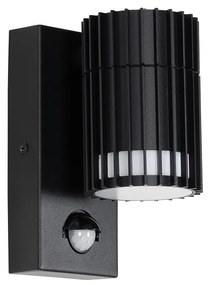 Applique da parete da esterno di design nera con sensore di movimento IP44 - Boris