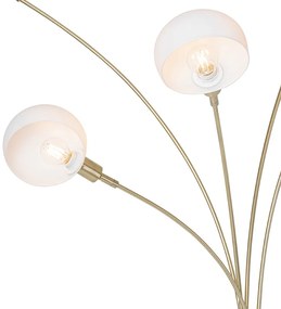 Lampada da terra di design in ottone con vetro opale 5 luci - Sixties Marmo