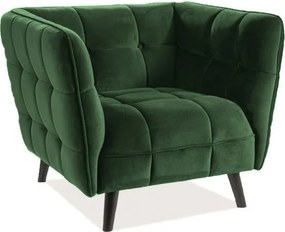 Poltrona Castello 1 in velluto verde - Blu78/wenge