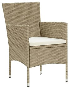 Set pranzo da giardino 9 pz con cuscini in polyrattan beige