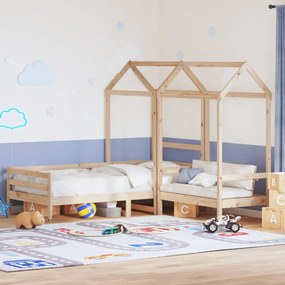 Set Dormeuse E Panca Con Tetto 80x200cm Legno Massello Di Pino /