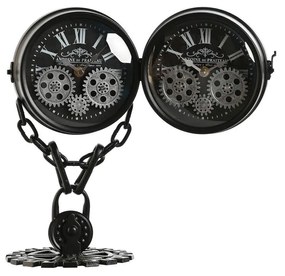 Orologio da Tavolo Home ESPRIT Nero Argentato Metallo Cristallo 18 x 17 x 33 cm