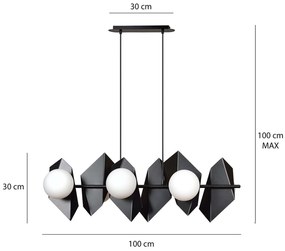 Lampadario Minimal Parvati Acciaio Nero 6 Luci E14 Ip20