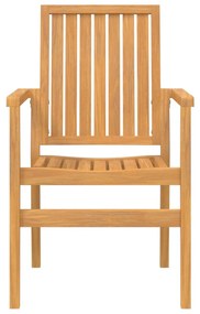 Sedie da Giardino Impilabili 4 pz 56,5x57,5x91 cm Massello Teak