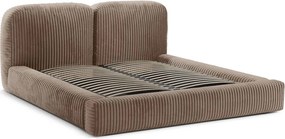 Letto matrimoniale imbottito marrone con contenitore con rete inclusa 200x200 cm Martina – Micadoni