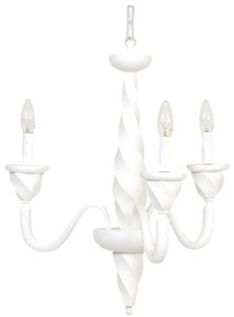 Lampadario In Legno Classico Bianco Opaco 3 Luci Coromorano