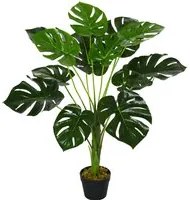 Pianta Artificiale Monstera H85 cm con Vaso Verde