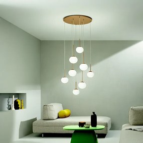 Lampada a sospensione JEWEL 70 cm in metallo e vetro soffiato 8 Luci Oro
