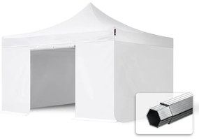 TOOLPORT 4x4m gazebo pieghevole PVC con laterali, PROFESSIONAL alluminio, bianco - (578932)