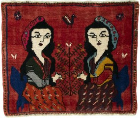 Shiraz Tappeto persiano 60 x 50 Rosso (Iran) Annodato A Mano