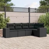 Set Divani da Giardino 5 pz con Cuscini in Polyrattan Nero 3222524