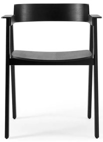 Sedia da pranzo nera in rovere massiccio con braccioli Flip – Gazzda