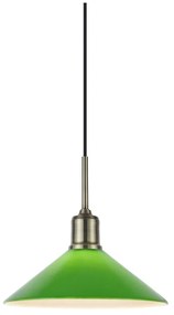 Lampadario verde e color ottone con paralume in vetro ø 25 cm Vela – Markslöjd