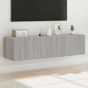 Mobili Tv A Parete Con Luci Led 2pz Grigio Sonoma 60x35x31 Cm /