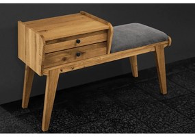 Panca con cassetti in legno di quercia con seduta grigio chiaro Retro - The Beds