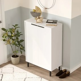 Scarpiera Da Ingresso Multiripiano 72x36x105 A 2 Ante Con Piedini Argo Bianca